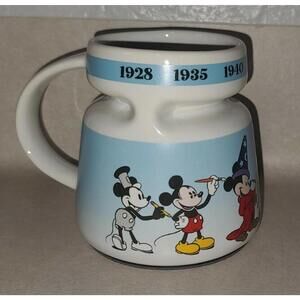 Disney Store Rare Mickey Mouse Through the Years Mug w/ Lid 1928-1947 Today VTG